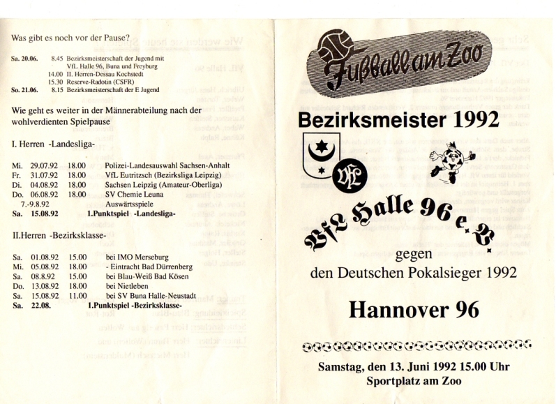 Stadionzeitung Freundschaftsspiel Hannover 96 1
